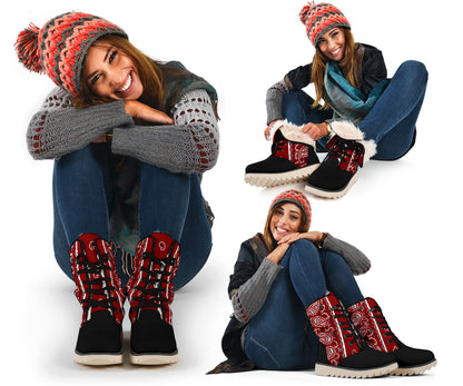 Maroon Bandana Women's Winter Boots