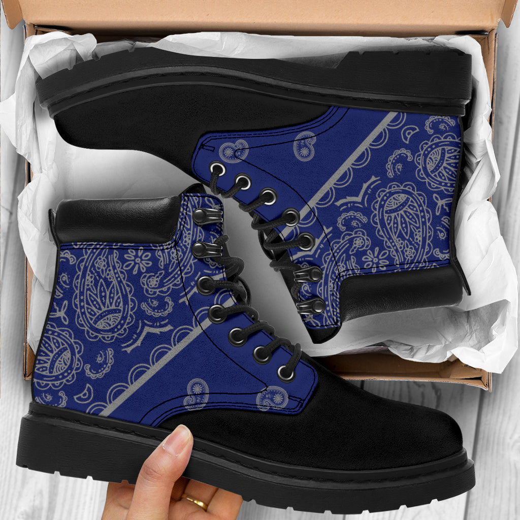 Blue and Gray Bandana Blackout All Season Boots