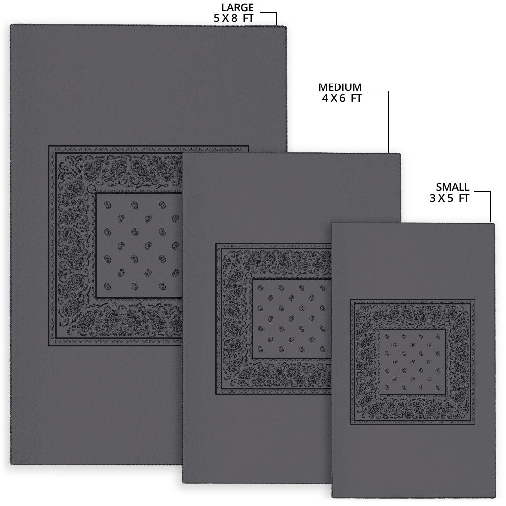 Gray and Black Bandana Area Rugs - Minimal