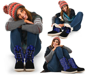 Blue and Grey Bandana Women's Winter Boots