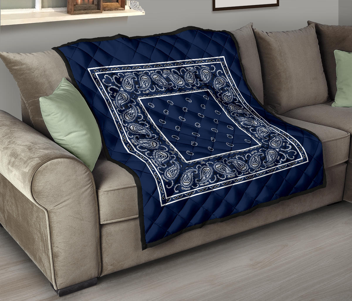 Navy Blue Bandana Throw Blankets