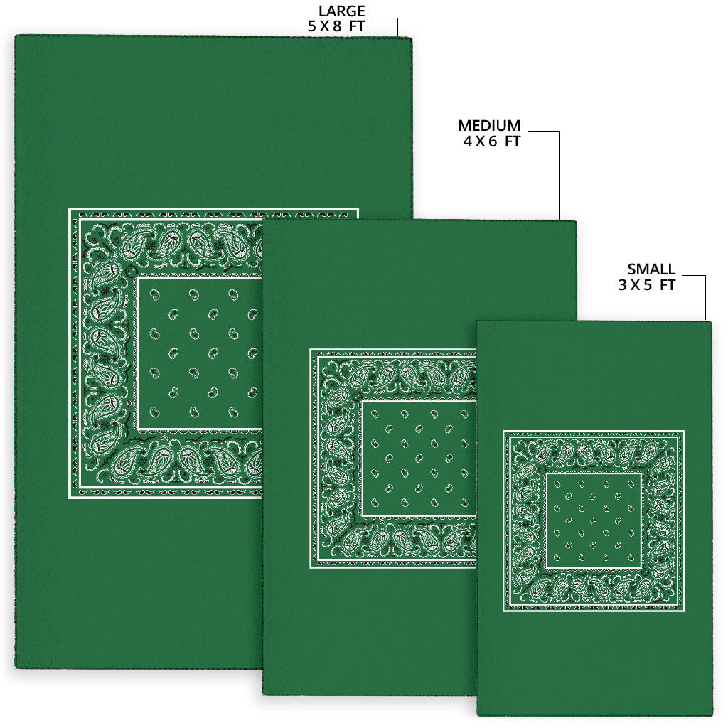 Classic Green Bandana Area Rugs - Minimal