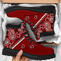 Maroon Red Bandana All Season Boots