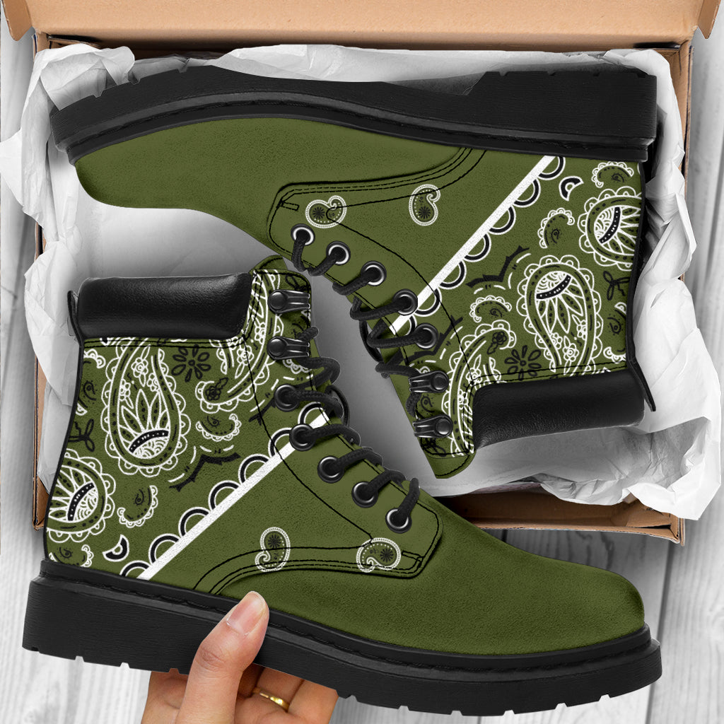 green bandana winter boots