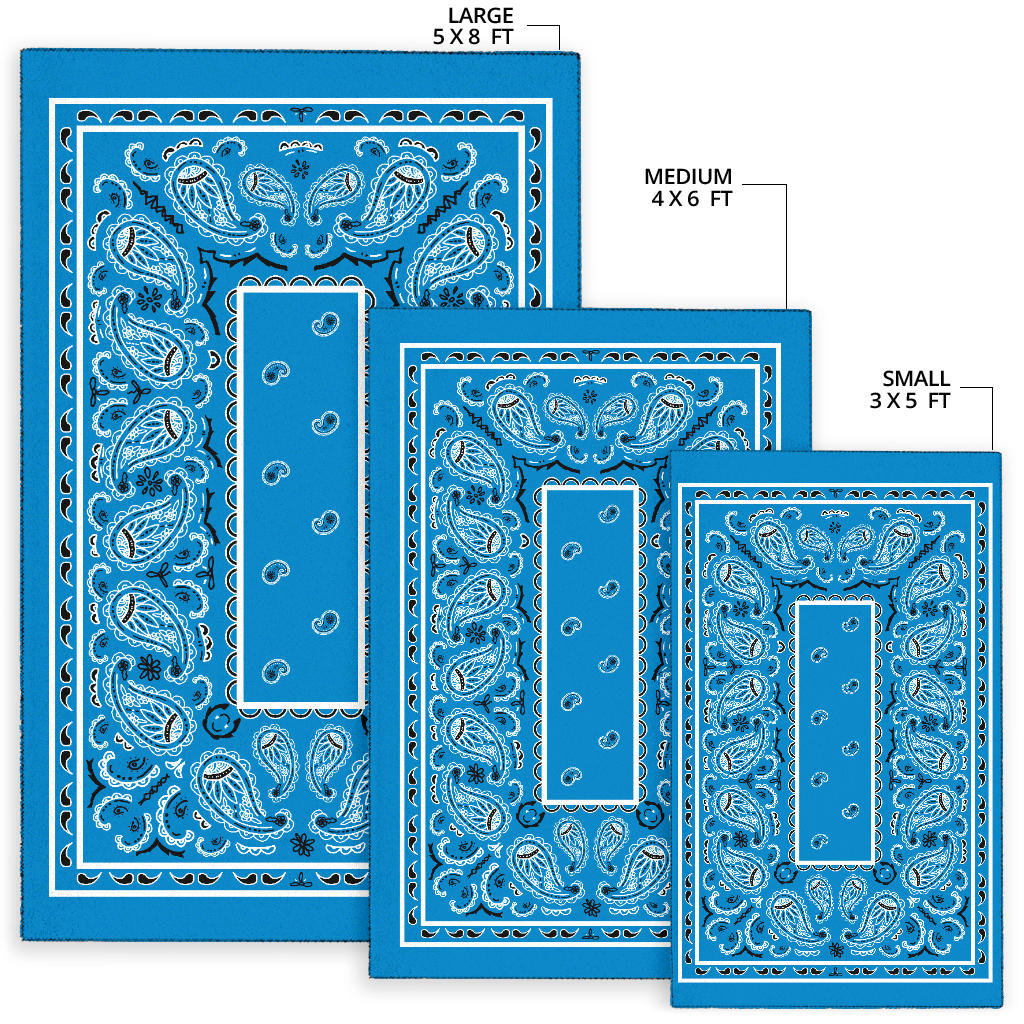 Sky Blue Bandana Area Rugs - Fitted