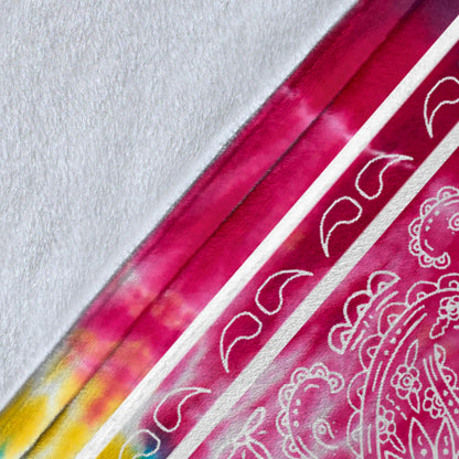 Striped Hippie Tie Dye Bandana Fleece Throw