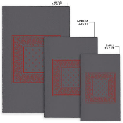 Gray and Red Bandana Area Rugs - Minimal