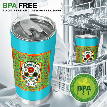 Sugar Skull Bandana Drink Tumblers
