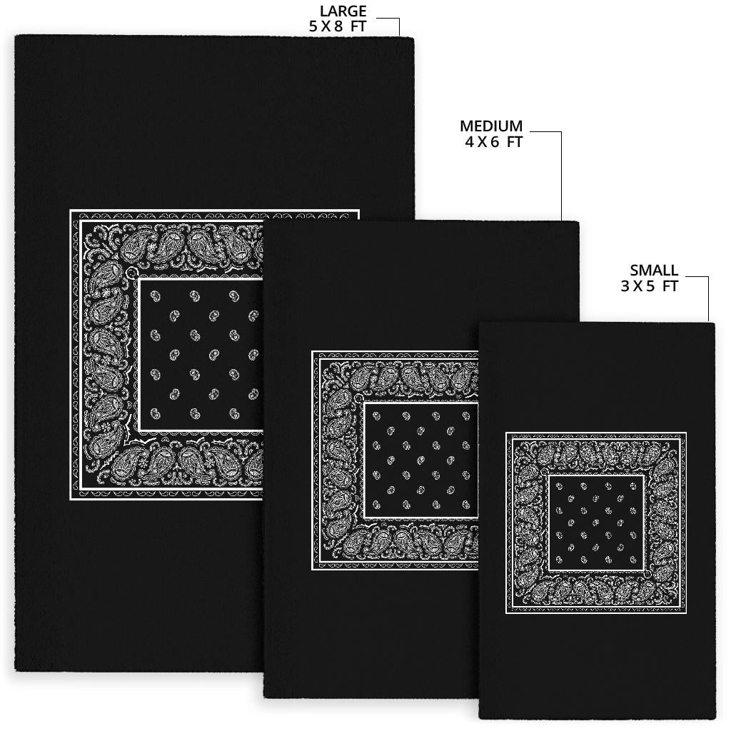 Black Bandana Area Rugs - Minimal