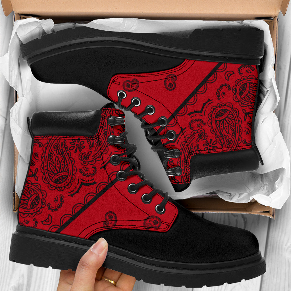 Red and Black Bandana Blackout All Season Boots