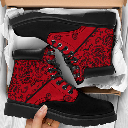 Red and Black Bandana Blackout All Season Boots