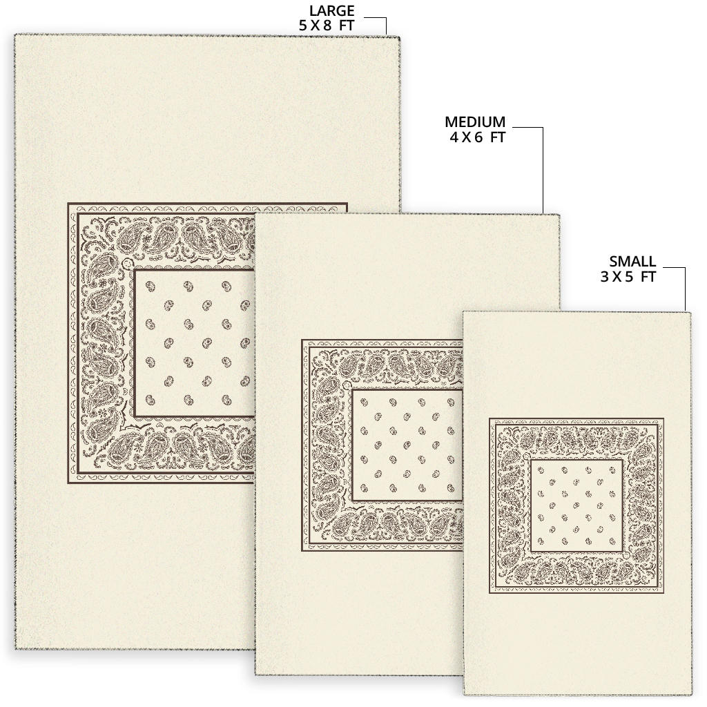 Cream and Brown Bandana Area Rugs - Minimal