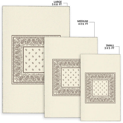 Cream and Brown Bandana Area Rugs - Minimal