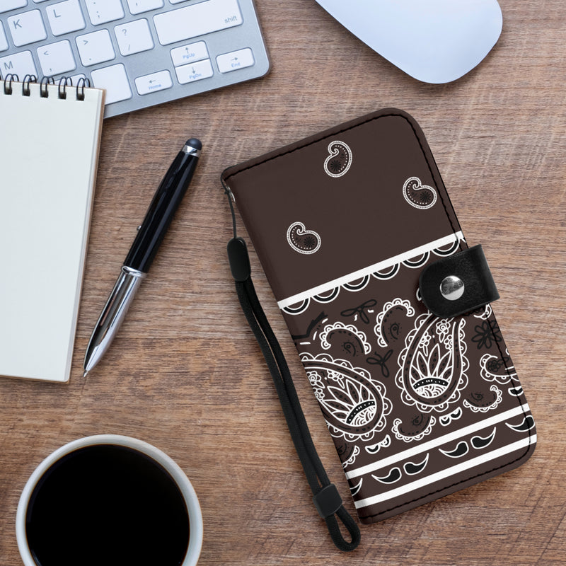 Coffee Brown Bandana Phone Case Wallet