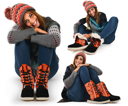 women's orange bandana snow boots