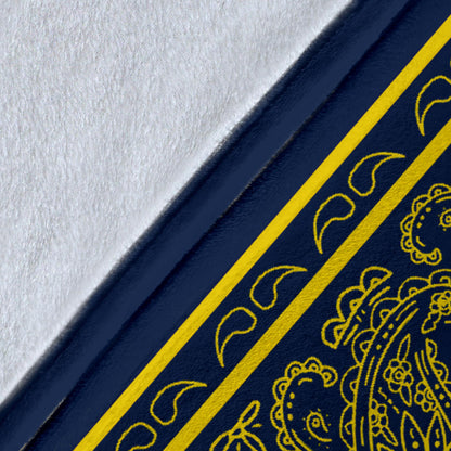 Navy and Yellow Bandana Throw Blanket