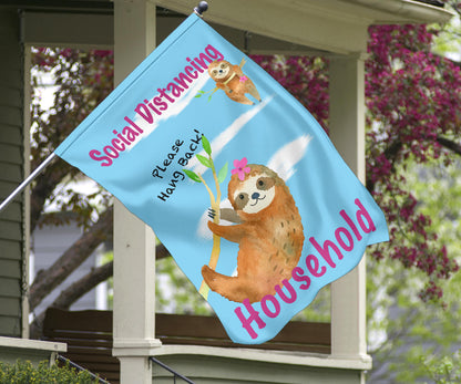 covid social distancing signage with sloth