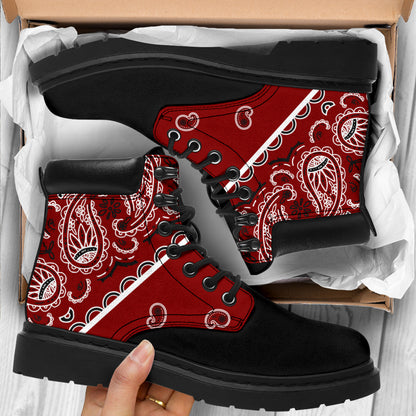Maroon Red Bandana Blackout All Season Boots
