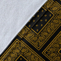 Ultra Plush Black Gold Bandana Patch Throw Blanket
