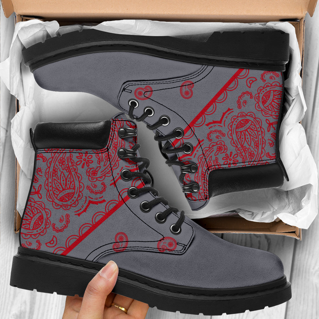 Gray and Red Bandana All Season Boots