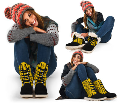 Gold and Black Bandana Women's Winter Boots