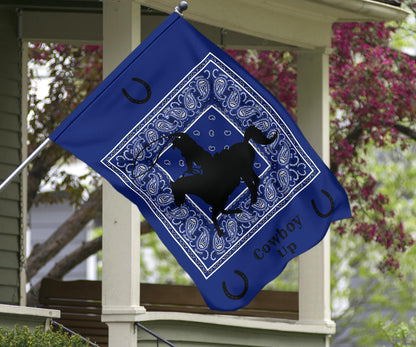 Blue Bandana Cowboy Up Home and Garden Flags