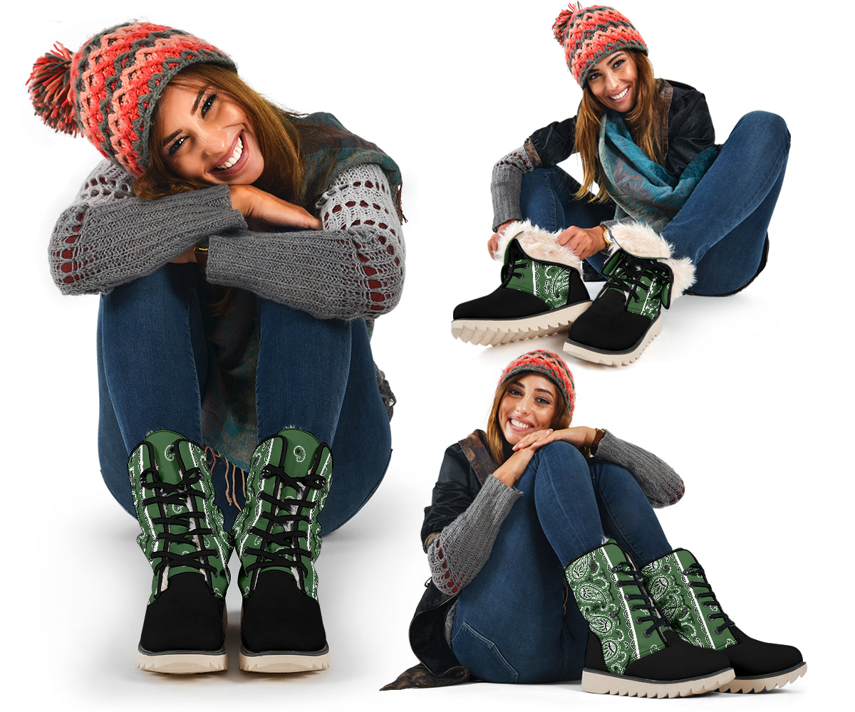 Classic Green Bandana Women's Winter Boots