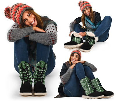 Classic Green Bandana Women's Winter Boots