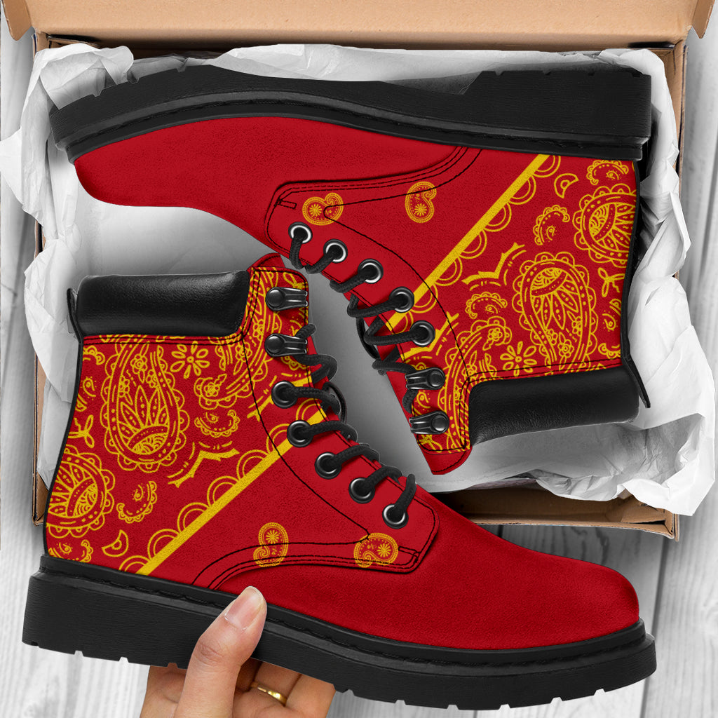 Red and Gold Bandana All Season Boots