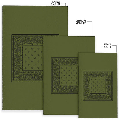 Army Green and Black Bandana Area Rugs - Minimal