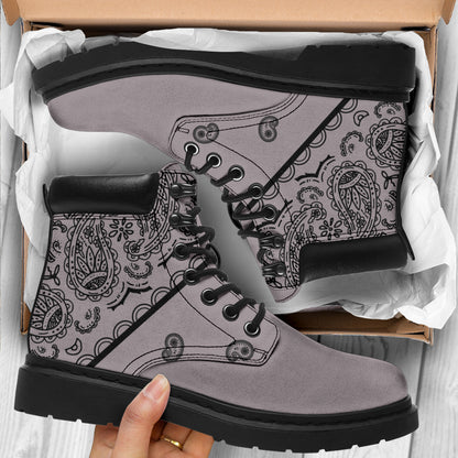 Gray and Black Bandana All Season Boots