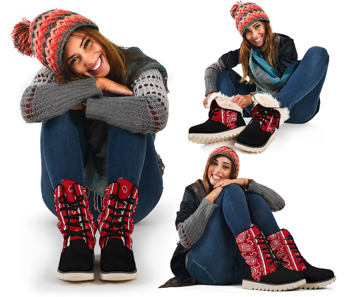 Classic Red Bandana Women's Winter Boots