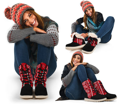 Classic Red Bandana Women's Winter Boots
