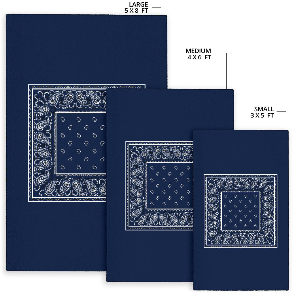 Navy Blue Bandana Area Rugs - Minimal