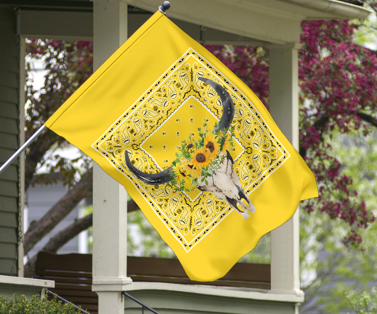 Sunflower Bull Skull Home and Garden Flags