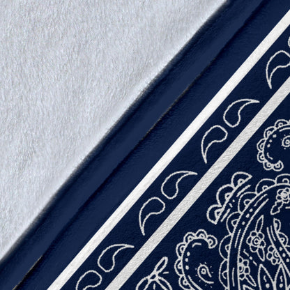 Navy and White Bandana Fleece Throw