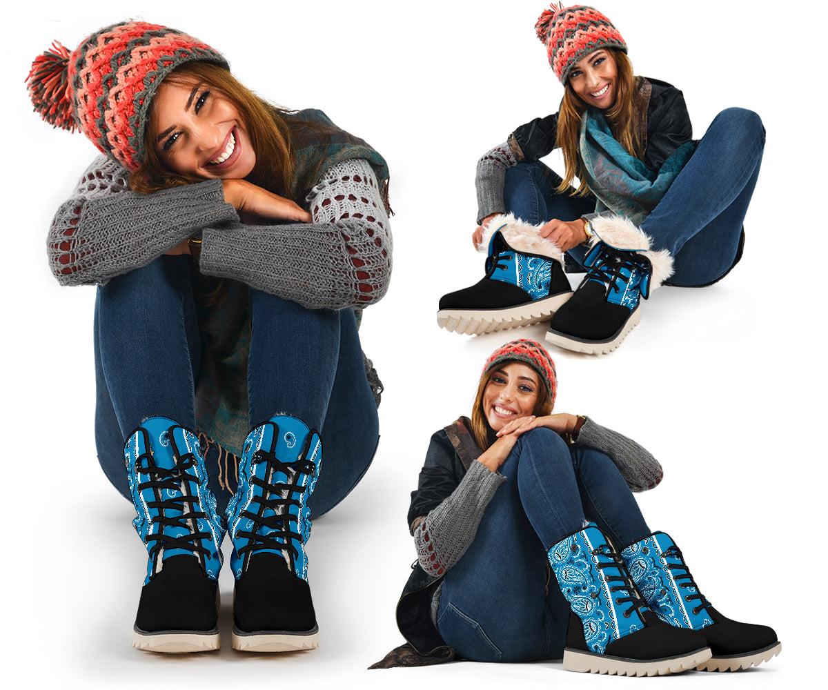 Sky Blue Bandana Women's Winter Boots