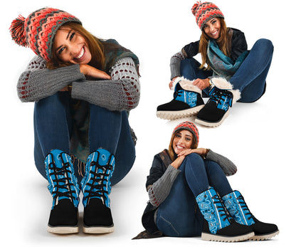 Sky Blue Bandana Women's Winter Boots