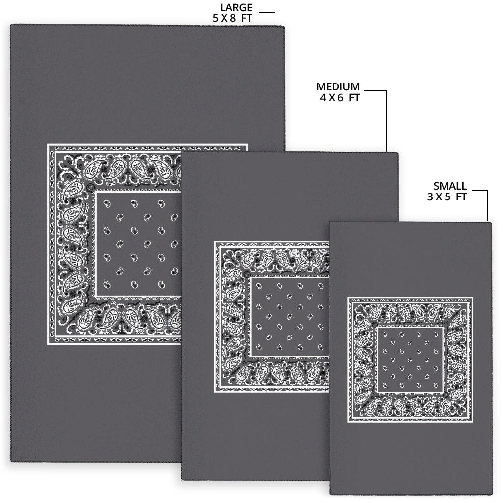Classic Gray Bandana Area Rugs - Minimal