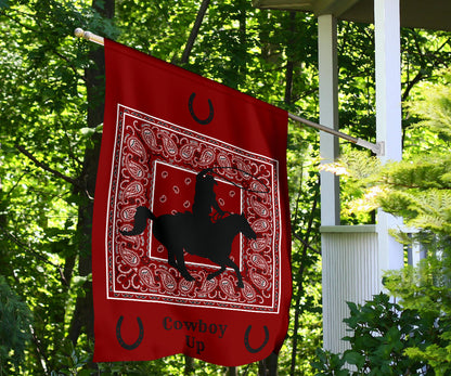Maroon Bandana Cowboy Up Home and Garden Flags