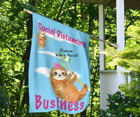 Funny Social Distancing Sloth Flag Sign for Businesses