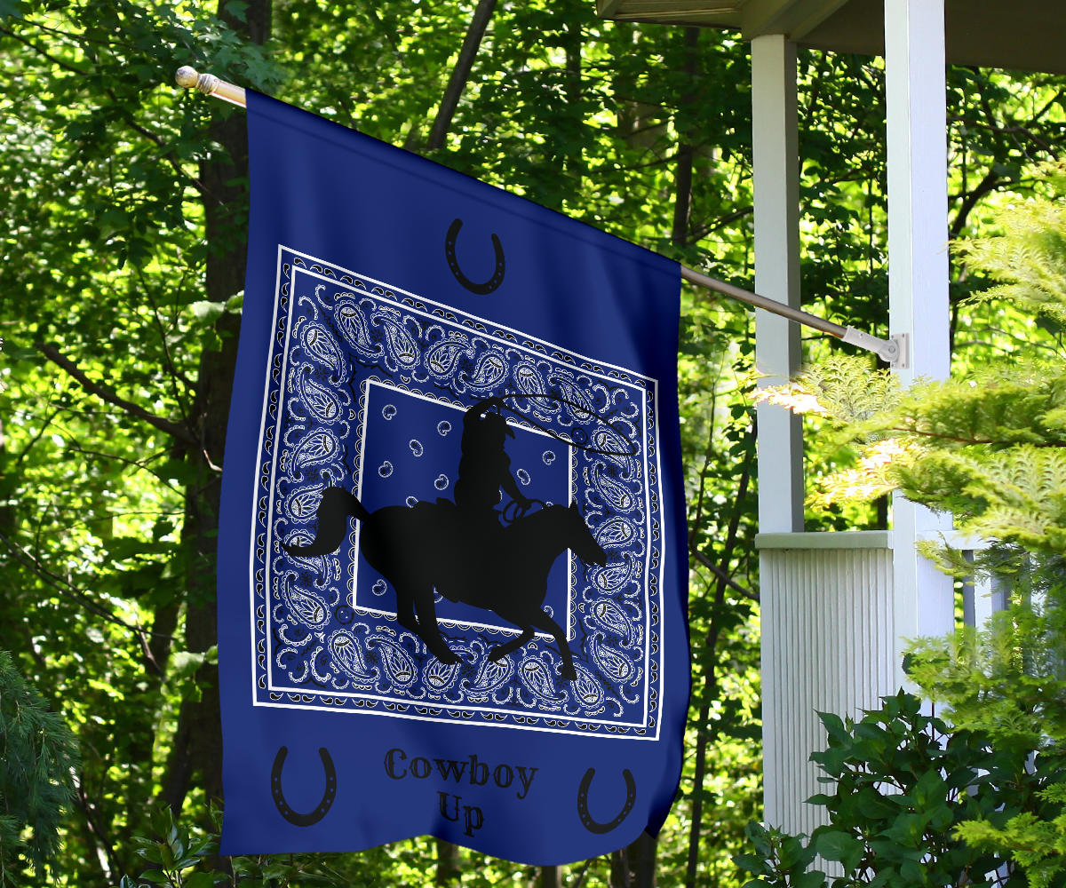 Blue Bandana Cowboy Up Home and Garden Flags