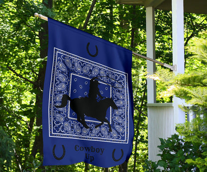 Blue Bandana Cowboy Up Home and Garden Flags