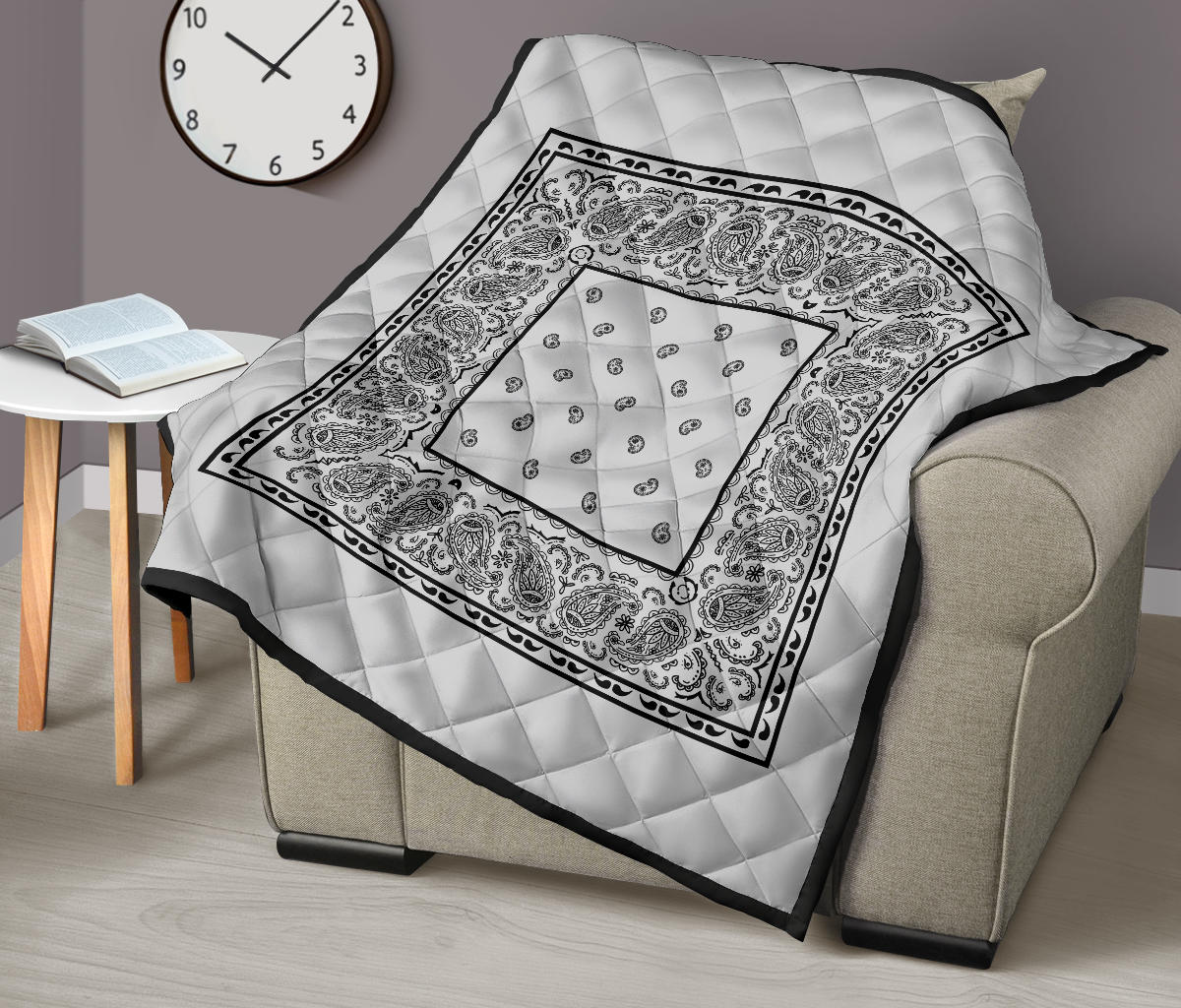 light gray bandana throw blanket quilt