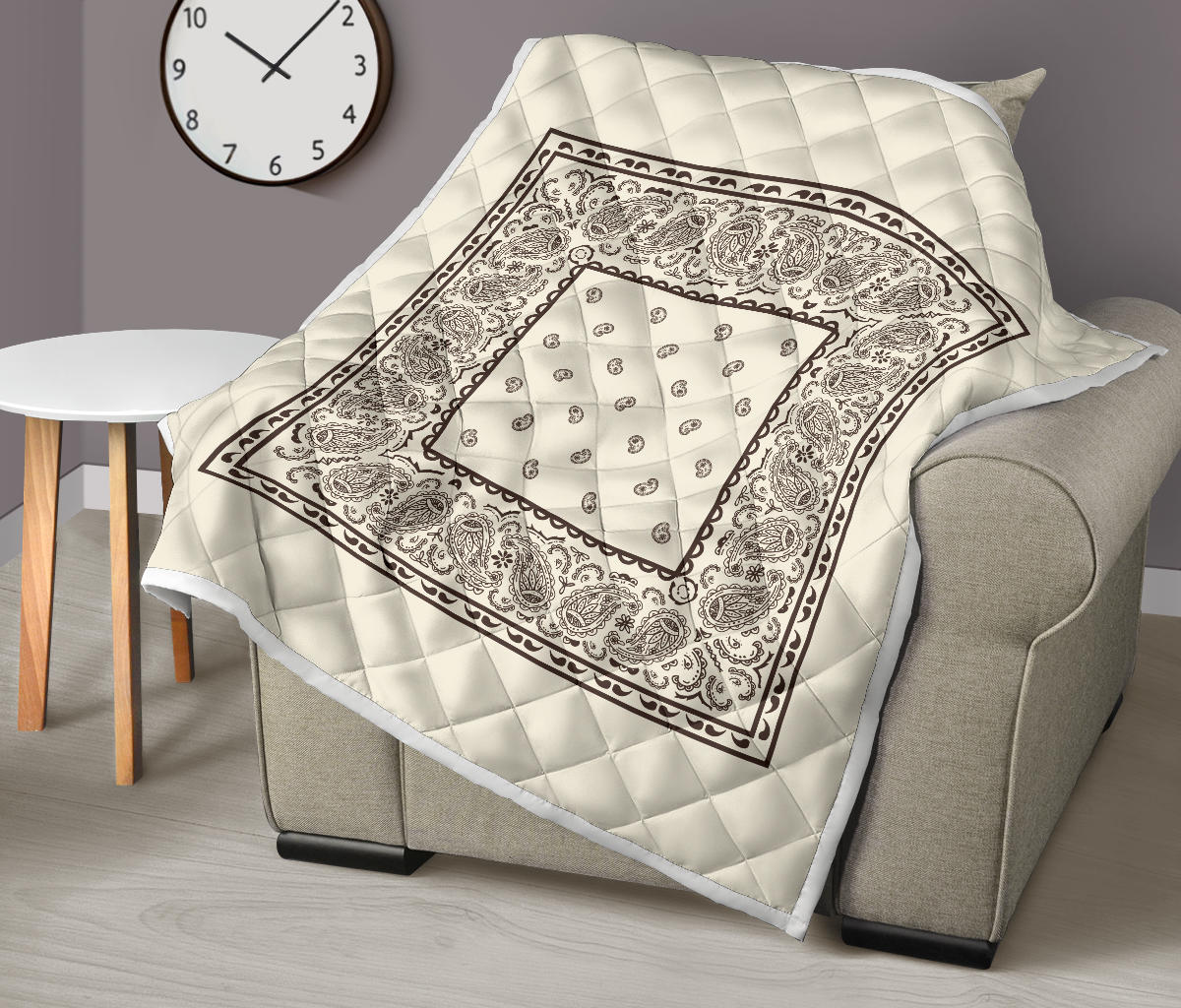 Quilt - Cream and Brown Bandana Quilt