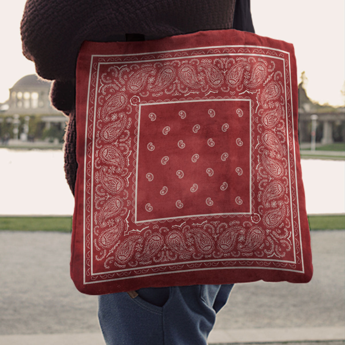 red Paisley Bandana Tote Bag