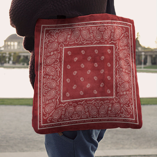 red Paisley Bandana Tote Bag