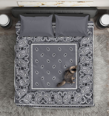 Gray Bandana Duvet Cover Set