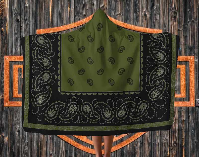 army green hooded blanket