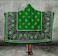 Green and Black Hooded Blanket